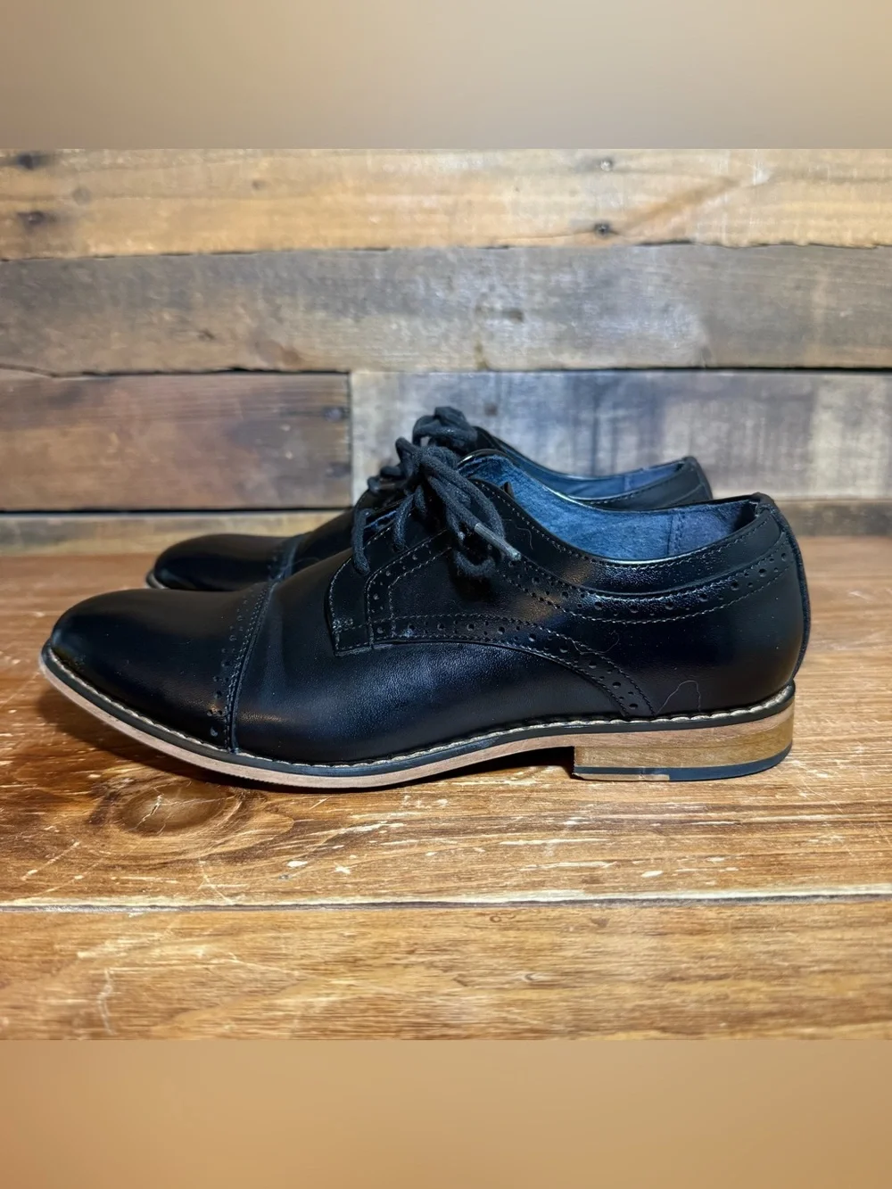 Bruno Marc Boy's Prince-K1 Classic Oxfords Black Dress Shoe Boys size 4.